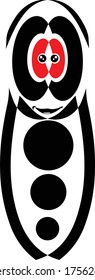 Monster cartoon. Black silhouette. Vector drawing. Isolated object on a white background.