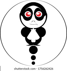 Monster cartoon. Black silhouette. Vector drawing. Isolated object on a white background.