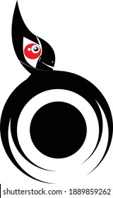Monster cartoon. Black silhouette. Vector drawing. Isolated object on a white background.