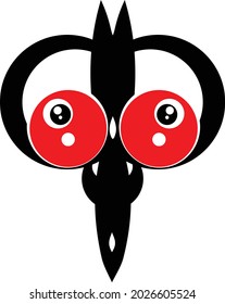 Monster Cartoon. Black silhouette. Vector drawing. Isolated object on a white Background.