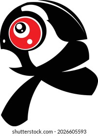Monster Cartoon. Black silhouette. Vector drawing. Isolated object on a white Background.