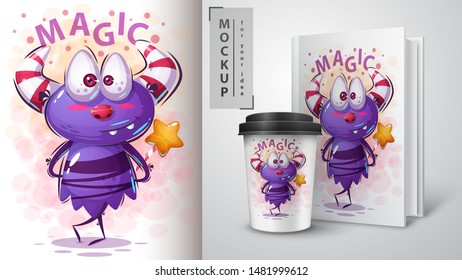 Monster cartoon character - mockup for your idea. Vector eps 10