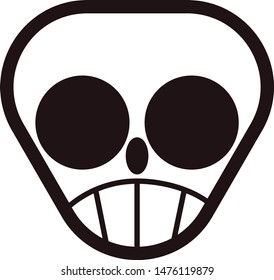 Monster cartoon. Halloween. Vector Illustration. Black and white. Skull. Skeleton