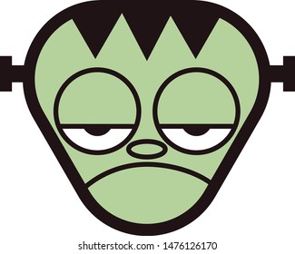 Monster cartoon. Halloween. Vector illustration. Black and green. Frankestein