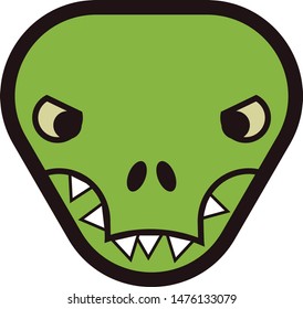 Monster. Cartoon. Halloween. Vector illustration. Black and green. Dinosaur.