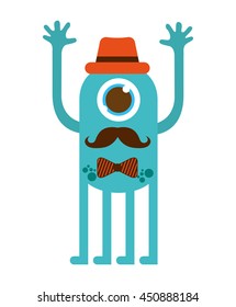 monster cartoon hipster style isolated icon design, vector illustration  graphic 