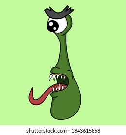 monster cartoon illustration design with one eye and terrifying fangs