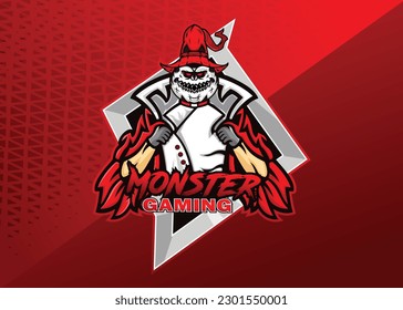 Monster cartoon mascot logo design