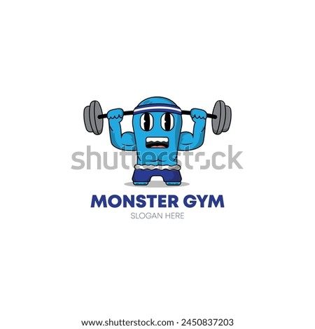 monster cartoon mascot logo design illustration concept gym. animal icon vector flat style