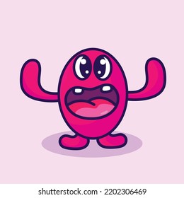 Monster Cartoon Mascot Vector Design Flat Cute Smile Expression