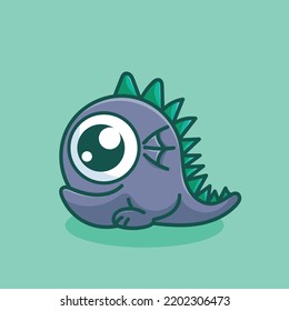 Monster Cartoon Mascot Vector Design Flat Cute Smile Expression