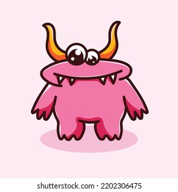 Monster Cartoon Mascot Vector Design Flat Cute Smile Expression