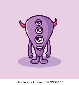 Monster Cartoon Mascot Vector Design Flat Cute Smile Expression