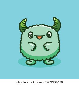 Monster Cartoon Mascot Vector Design Flat Cute Smile Expression