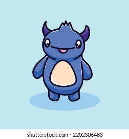 Monster Cartoon Mascot Vector Design Flat Cute Smile Expression