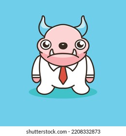 Monster Cartoon Mascot Vector Design Flat Cute Smile Expression