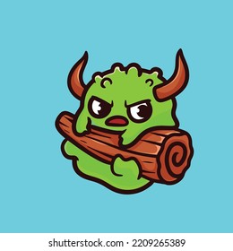 Monster Cartoon Mascot Vector Design Flat Cute Smile Expression