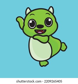 Monster Cartoon Mascot Vector Design Flat Cute Smile Expression