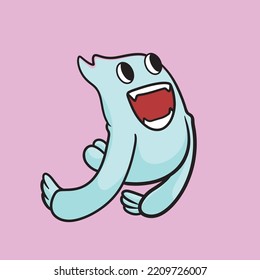 Monster Cartoon Mascot Vector Design Flat Cute Smile Expression