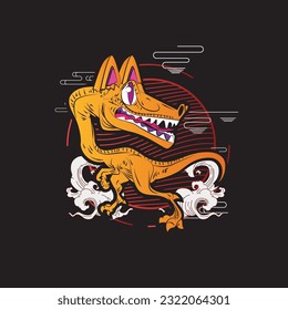 monster cat illustration with japanese style for kaijune event, notebook, logo