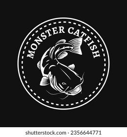 monster catfish badge logo design