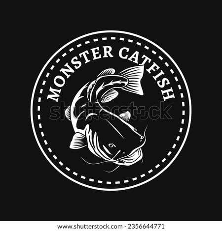 monster catfish badge logo design