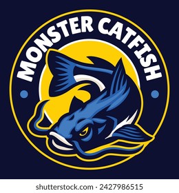 Monster Catfish Mascot Logo Design