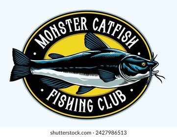 Monster Catfish T-Shirt Design Vintage