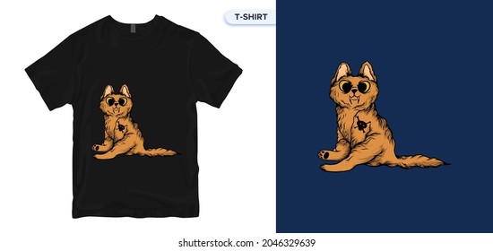 Monster Cats T-Shirt Design. Vektorgrafik. Funny Vector Monster Cats monochrome Etiketten Plakat oder T-Shirt Print Design. Globale Armbanduhren.