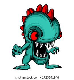 Monster chameleon cartoon Vector. Funny and scary Animals cartoon character illustration clipart
