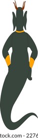 Monster character back side for cartoon animation.
