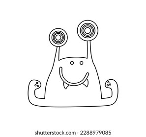 Monster Character Black and White Vector Illustration Coloring Book for Kids