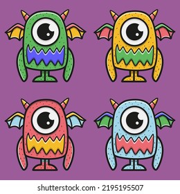 Monster character cartoon illustration design