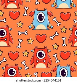 Monster character cartoon illustration pattern design