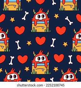 Ilustración de diseño de dibujos animados de personajes de monstruo