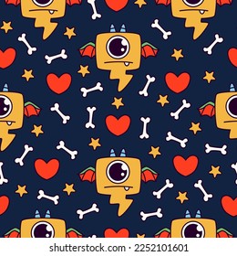 Monster character cartoon pattern design illustration