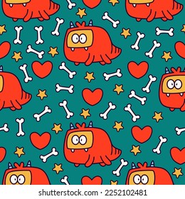 Monster character cartoon pattern design illustration