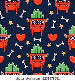 Monster character cartoon pattern illustration design