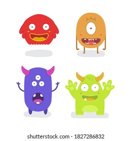 Monster Character Cute Design Bundle Vector