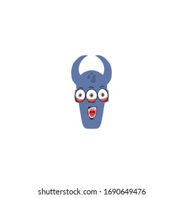 monster character design with blue colour  and happy expression