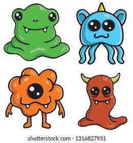 Monster Character Design Cartoon Vector Set Template