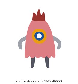 Monster character design. Cute cartoon animal vector illustration. Abstract icon for baby posters, art prints, fashion apparel or stickers.