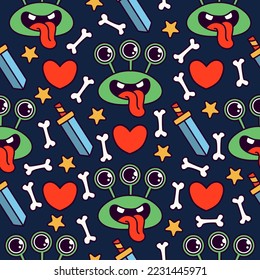 Monster character illustration pattern design