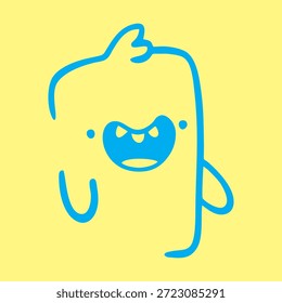 Caractere De Monstro Em Plano De Fundo Amarelo