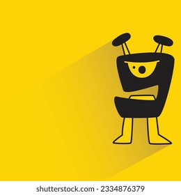 monster character with shadow on yellow background