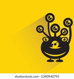 monster character with shadow on yellow background