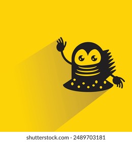 monster character with shadow on yellow background