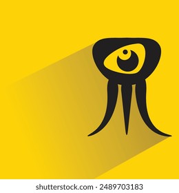 monster character with shadow on yellow background