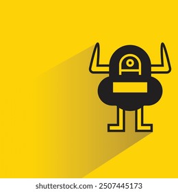 monster character with shadow on yellow background
