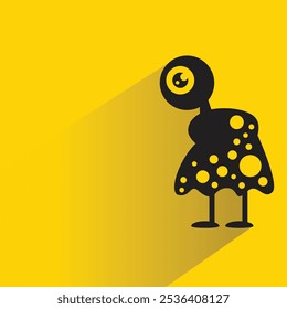 monster character with shadow on yellow background